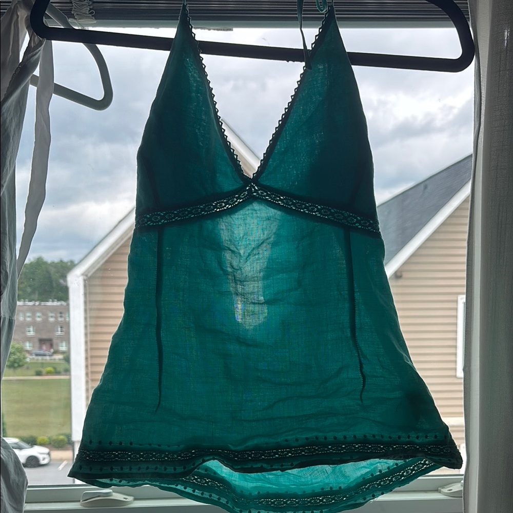 Zara Turquoise Halter Top with Lace